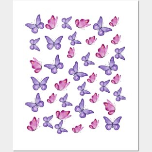 Butterfly Pattern - Purple Coloured Posters and Art